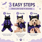 Dog Halloween Clothes, Fleece Bat Costume,Four-Leg Snap Jumpsuit,L - Image 5