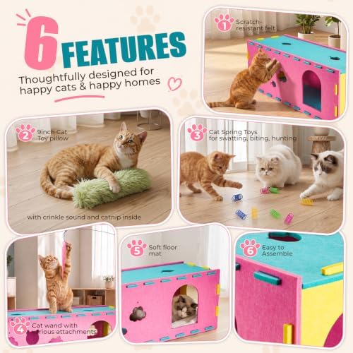 AsFrost 33inch Interactive Cat Toy Feather Toys Playhouse for Indoor Cats - Image 4