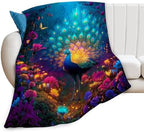 Fantasy Peacock Blanket Animal Throw Blankets Gifts for Girls Boys Kids Peacock Lover Soft Cozy Fleece Plush for Couch Sofa Bed 60"x50" by Unknown