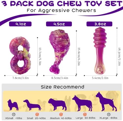 WinTour Tough Dog Chew Toys for Aggressive Chewers, Nylon Durable Dog Toys - Image 2