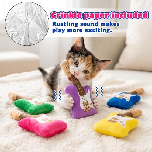 5Pcs Guitar Catnip Crinkle Paper Sound Toys for Cat, Interactive Cat Toy - Image 2