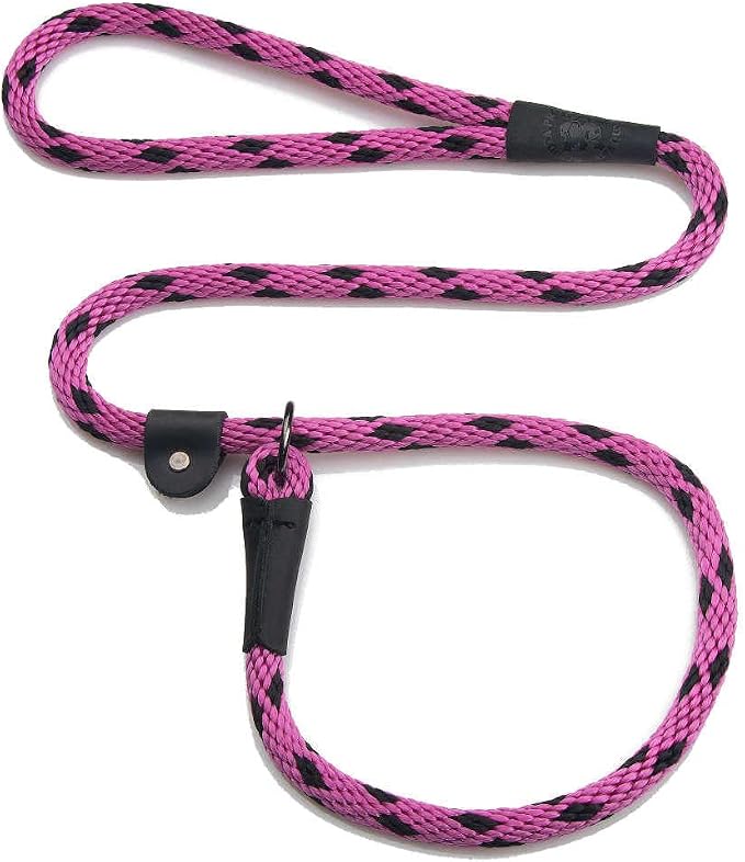 Mendota Pet Slip Leash - Dog Lead and Collar Combo - Made in The USA - Black Ice Raspberry, 1/2 in x 4 ft - for Large Breeds