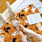 Orange Halloween Blanket, Spooky Pumpkin Ghosts Fleece Throw Blanket for Kids, Fall Halloween Decorations Gifts for Kids Women Birthday, 40x60 Inches - Image 6