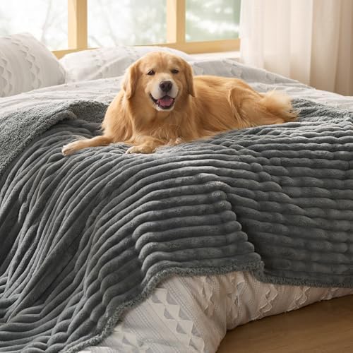 Bedsure ComfyFleece® Waterproof Blanket for Bed, Twin（60"x80"） Warm Grey by BEDSURE