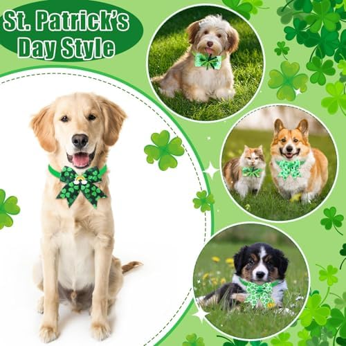 Huhumy 50 Pcs St. Patrick's Day Dog Bow Ties St. Patrick's Day Collar Bulk - Image 3