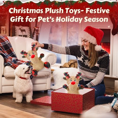 Newget Christmas Squeaky Dog Toys, Plush Dog Chew Toys with Crinkle Paper - Image 6