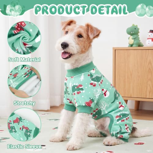 XPUDAC 4 Pack Dog Pajamas Cute Dog Clothes for Small Dogs Pjs for Winter, M - Image 3