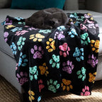 Pet Dog Cat Blanket Ultra Soft Cozy Fleece Paw Print Design Machine Washable Durable for Crates Beds Sofas Travel (Argyle Paws, Large) - Image 2