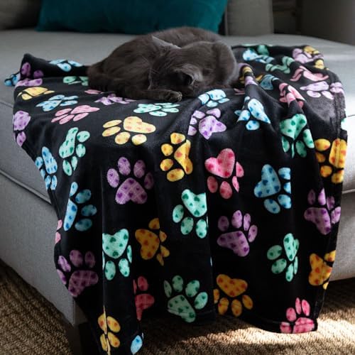 Pet Dog Cat Blanket Ultra Soft Cozy Fleece Paw Print Design Machine Washable Durable for Crates Beds Sofas Travel (Buffalo Paws, Large) - Image 7