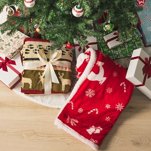 PAVILIA Red Reindeer Christmas Sherpa Throw Blanket, Ultra Soft Reversible Fleece Sherpa 50x60 Winter Blanket for Couch & Bed, Cozy Christmas Home Decor Holiday - Image 6