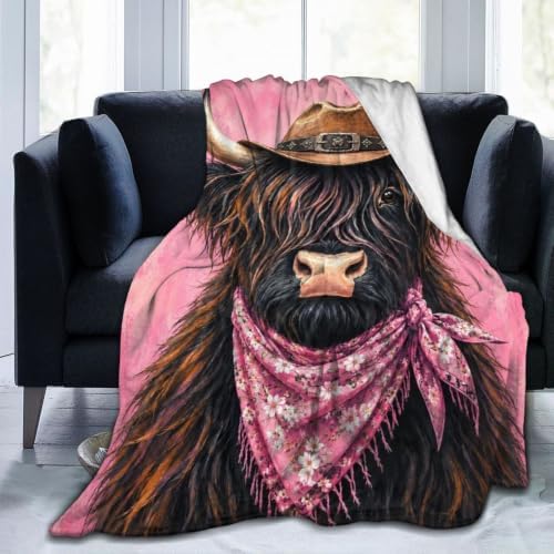 Highland Cow Blanket Cowgirl Western Pink Throw Stuff Gifts 80"x60" by Unknown