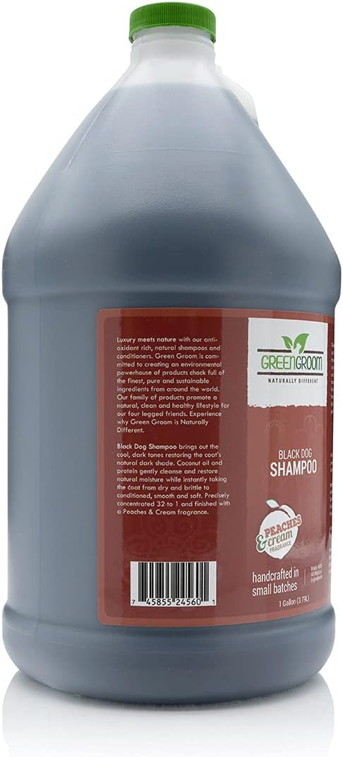 Green Groom Black Coat Dog Shampoo, Coconut Oil and Protein, 1 Gallon | 32:1 Concentrate, Restores Dark Coat Tones, Coconut Oil and Protein Condition and Add Shine, Pet Grooming Wash, Groomer Grade