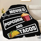 Movie Taco Popcorn Blanket for Girls Women Boys Men Adults Kids Soft Cozy Fleece Theater Cinema Film Throw Blankets Gifts Warm Flannel Plush Lightweight Decor for Couch Bed Sofa 60"X50" - Image 5