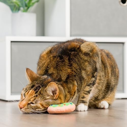 Huxley & Kent Plush Cat Toy - Holiday Interactive Catnip Toy for Cats & Kittens - Soft with Crinkle & Catnip - Fun Indoor Play - Lit Donut & Peppermint Candy 2pk - Image 6