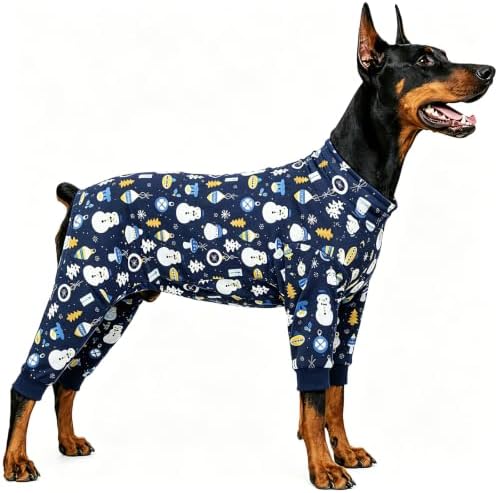 Dog Pajamas for Medium and Large Dogs, Blue Snowman, XL by WelcometothePAWPRINTPAL