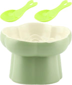 Ceramic Slow Feeder Cat Bowl with 2 Cat Food Scoop, Choke-Proof & Anti-Tip for Cats & Small Dogs, for Dry Wet Food Easy to Clean