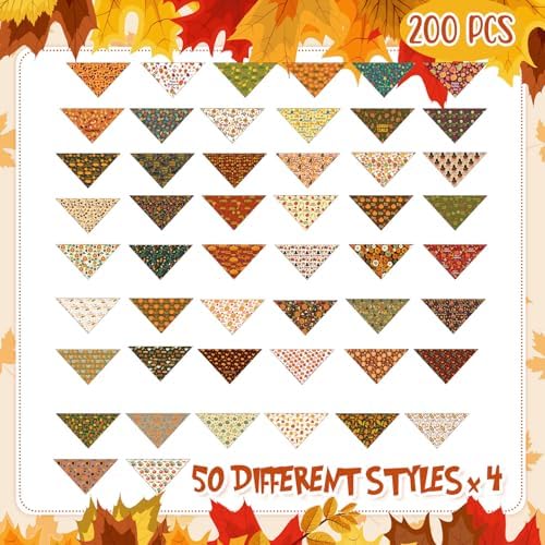 200 Pcs Fall Dog Bandanas Bulk, Autumn Thanksgiving Bandanas, Medium - Image 3