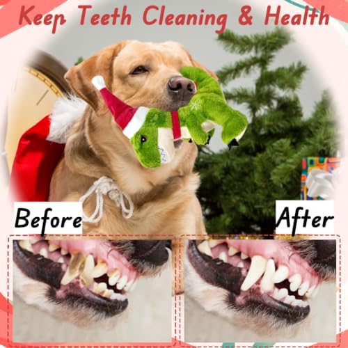 Christmas Plush Dog Squeaky Toys, Xmas Interactive Tough Chew Toys - Image 5