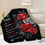 Christian Blanket Bible Verse Throw Blanket Red Rose Inspirational Religious Spiritual Gifts for Girls Boys Kids Adults Women Men Soft Cozy Plush Fluffy Fuzzy Fleece Blanket Decor 60''X80'' - Image 4