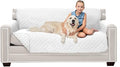 Sofa Shield® Couch Slip Covers for Dogs, Reversible Furniture Protector with Strap, Stain and Tear Resistant Cushion Cover, 62 inch Seat, Machine Washable Slipcovers Dog Pets, Cats, White