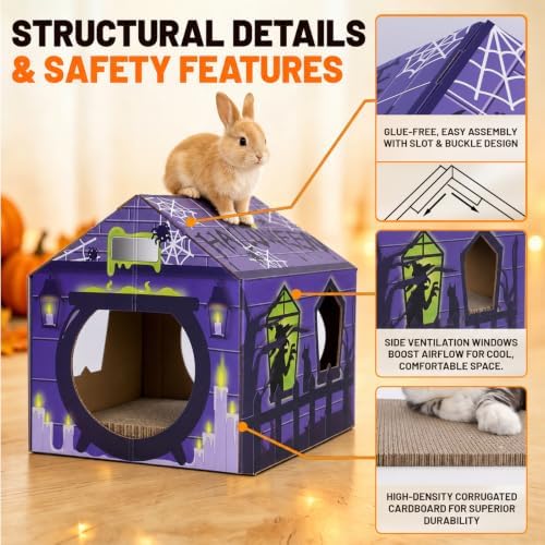Halloween Cardboard Cat House Scratcher & Play Gift for Indoor Cats - Image 5
