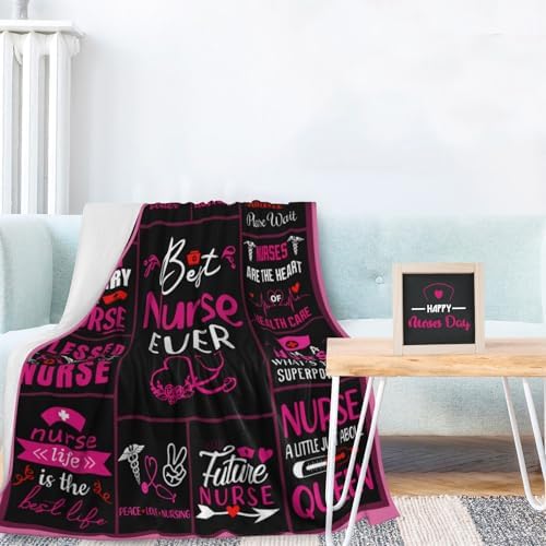 Nurse Theme Blanket, Nurse Gifts for Women, Gifts for Nurses Female, Cozy Lightweight Warm Throw Blanket, Nurse Appreciation Gift, Nurse Practitioner Gift, Nursing Student Gift Blanket 50" x 40" - Image 2