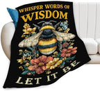 Bee Blanket for Girls Women Boys Men Adults Kids Soft Cozy Fleece Bee Floral Insect Throw Blankets Gifts Warm Flannel Plush Lightweight Decor for Couch Bed Sofa 80"X60" - Image 2