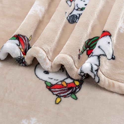 Berkshire Blanket Peanuts® VelvetLoft® Cute Character Snoopy Plush Blanket, Snoopy Best Christmas Icons Opened Up Large Neutral(60in x 70in) - Image 7