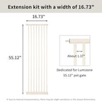 Lumizone 55.12" Extra Tall Pet Gate Extension Kit 16.73" Wide Cream | Extra Tall Cat Gate for Dog Doorway Hallway Stairs Pressure Mounted 1.37" Gap No Drilling
