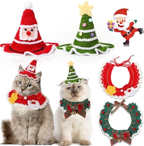 Geyoga 4 Pcs Pet Christmas Costume Suit Gift for Cat Dog, Classic Design by Geyoga