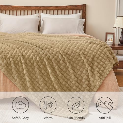 BEDELITE Camel Fleece Twin Blanket for Couch Dorm Room Decor, 60x80 Inch - Image 5
