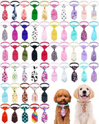 PET SHOW 50 Pack Small Dog Ties Bulk with Adjustable Collar Assorted Cute Neckties Puppy Bowties for Party Holiday Wedding Cats Neck Attachment Pet Grooming Accessories by PETSHOW