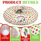 Soulchen Cat Tunnel Christmas Tree Skirt 3ft x 3ft Red and Green Cat Bed - Image 6