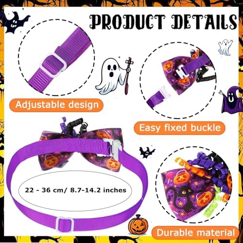 Huhumy 50 Pcs Halloween Dog Bow Ties Collars Bulk for Small Medium Pet Cat - Image 6