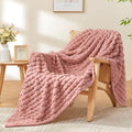 BEDELITE Dusty Pink Checked Fleece Twin Throw Blanket for Bed, 60x80 Inch by BEDELITE