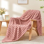 BEDELITE Dusty Pink Checked Fleece Twin Throw Blanket for Bed, 60x80 Inch by BEDELITE