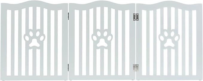 Pet Gate, Wooden Free Standing Dog Gate for Small Dogs and Cats. Great Folding Fence for Doorways, Halls, Stairs. Grey