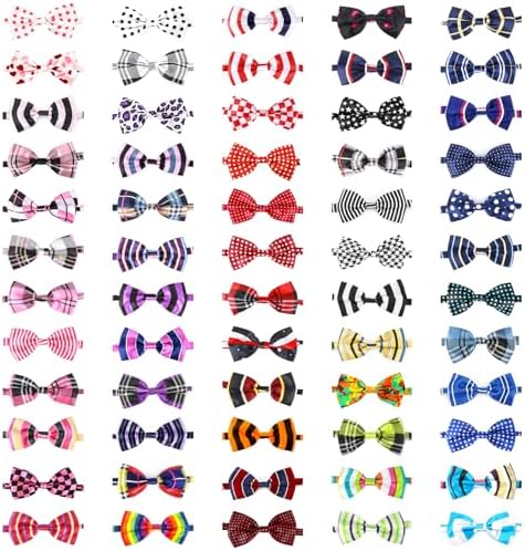 Segarty 60pcs Adjustable Bow Ties for Dogs, Bowtie Collars for Small Medium Pet, Comfortable Cats Neck Bow Tie Large Puppy Cute Neckties Grooming Accessories for Summer Birthday Holiday Wedding Gift by Segarty