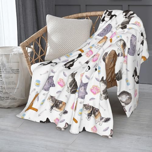 Cute Cats Fuzzy Throw Blanket for Women Men Girls Boys Soft Cozy Fleece Blankets for Bedroom Living Rooms Sofa Couch 80"x60" - Image 7
