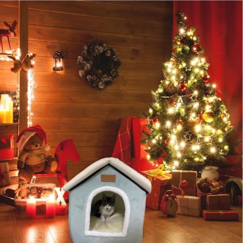 Christmas Cat Tent Cat Bed Cave(Light Green, S(15.7 X 12.6 X 13.8 Inch)) - Image 6
