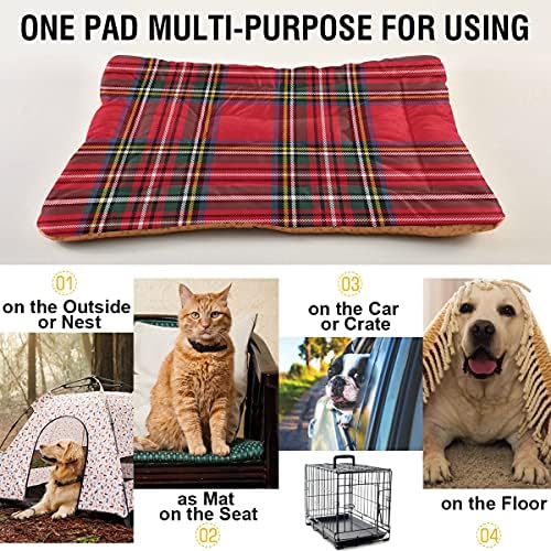 Traditional Red Tartan Plaid Dog Bed Mat for Small Dog Puppy Cat Kitten, Scottish Tartan Check Ultra Soft Pet Bed Mattress for Crate with Anti-Slip Washable, Green, 18 x 24 Inches - Image 5