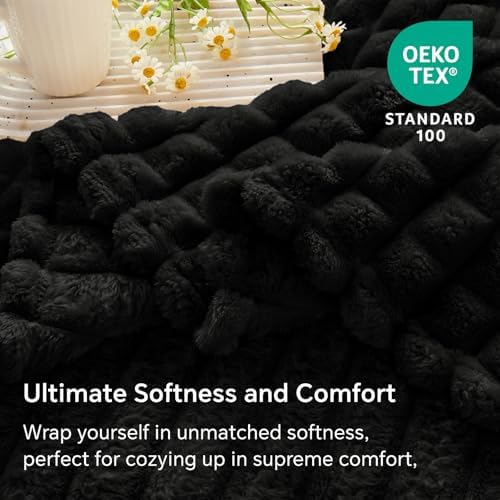 BEDELITE Black Fleece Twin Blanket for Couch Dorm Room Decor, 60x80 Inch - Image 6