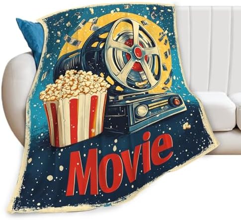 Movie Blanket Film Theater Cinema Popcorn Throw Blankets Gifts for Girls Boys Kids Movie Lover Soft Cozy Fleece Plush for Couch Sofa Bed 60"x50" by Unknown