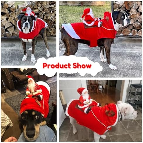 BWOGUE Santa Dog Costume, XL Dog Christmas Outfit, Santa Riding Pet Clothes - Image 5