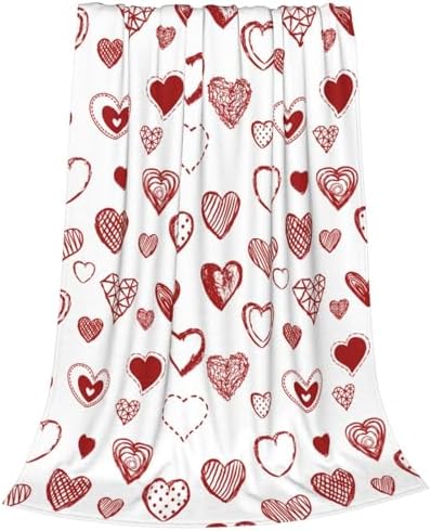 Valentine's Day Red Love Hearts Blanket, Lightweight Anti-Pilling Fleece Blanket, Wedding Anniversary Birthday Gifts for Wife Girlfriend, Soft Throw Blankets for Bed Couch Sofa Chair, 60 x 80 Inch by Qilerongrong