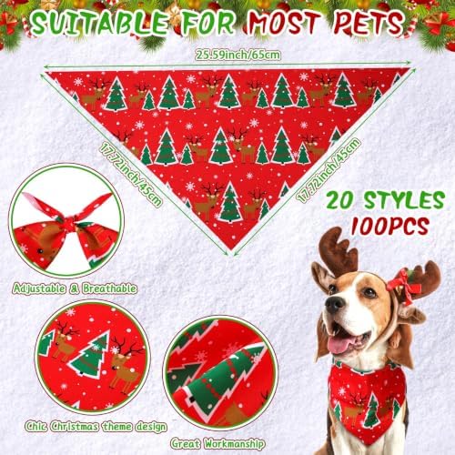100 Pcs Large Christmas Dog Bandanas Bulk, Pet Costume Accessories - Image 4