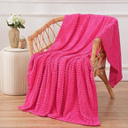 Puncuntex Fleece Throw Blanket Hot Pink 60"×80" with Square Grid Design by Puncuntex