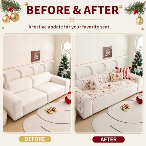 Christmas Couch Cover, Christmas Plush Sofa Cover for Dog Pet 1PC - Image 3