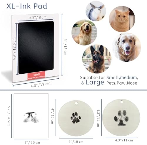 Inkless Pet Paw Print Kit,Dog Nose Print Kit,Ink Paw Print Ornament for Dogs Cats,Clean Touch Ink Pad,Mess Free,Pawprints Memorial Keepsakes,Pets Paw Print Impression Kit-XL 4 Pack - Image 6