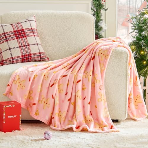 BEDELITE Pink Gingerbread Christmas Throw Blanket for Decor & Gift, 50"x60" - Image 4